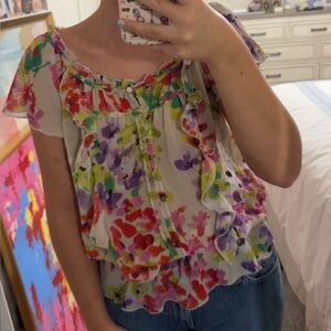 Express ruffle floral top